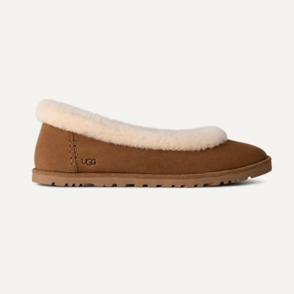 SOLD OUT NWOT UGG Zora Suede Shearling Ballet Flat Chestnut Size 6.5 | Size 7